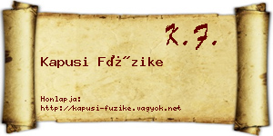 Kapusi Füzike névjegykártya